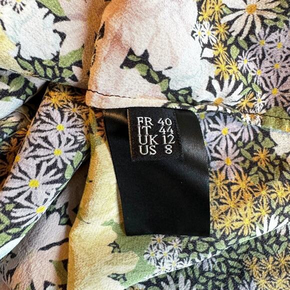 Rokh Womens Slit Frill Dress Multicolor Floral Short Sleeve Asymmetric S… - Picture 13 of 13